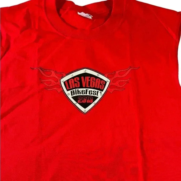 2010 Las Vegas Bike Fest Men’s Sleeveless T Shirt Large Tank Top Red Motorcycle - Picture 2 of 10